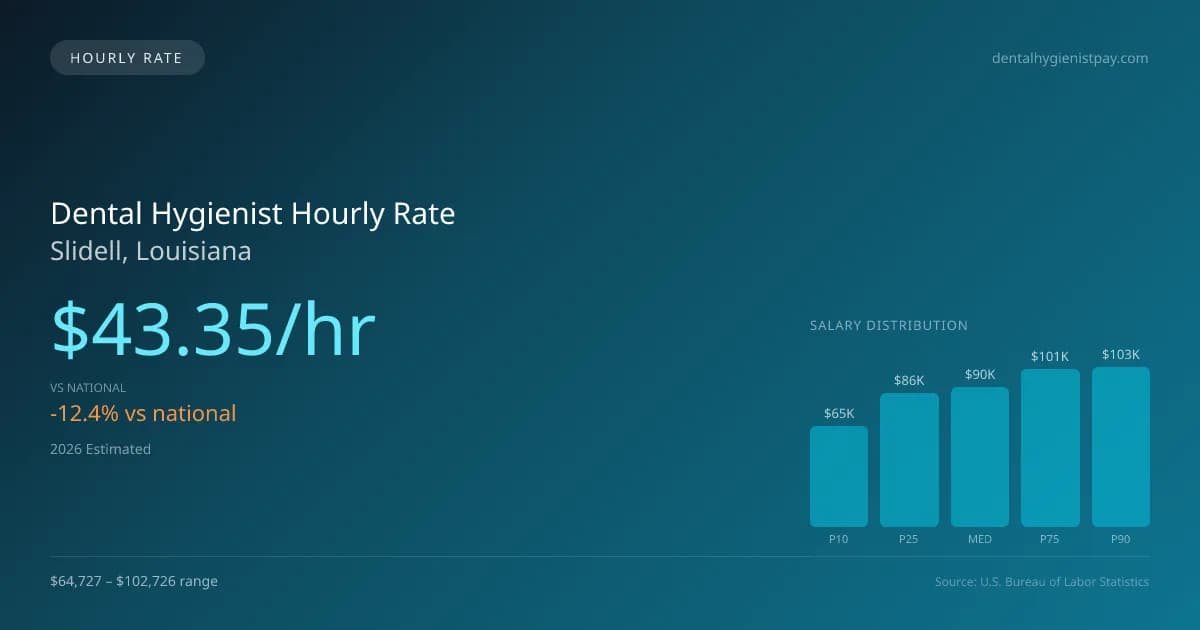 Dental Hygienist Hourly Rate in Slidell, LA — 2026 est., based on 2025 BLS
