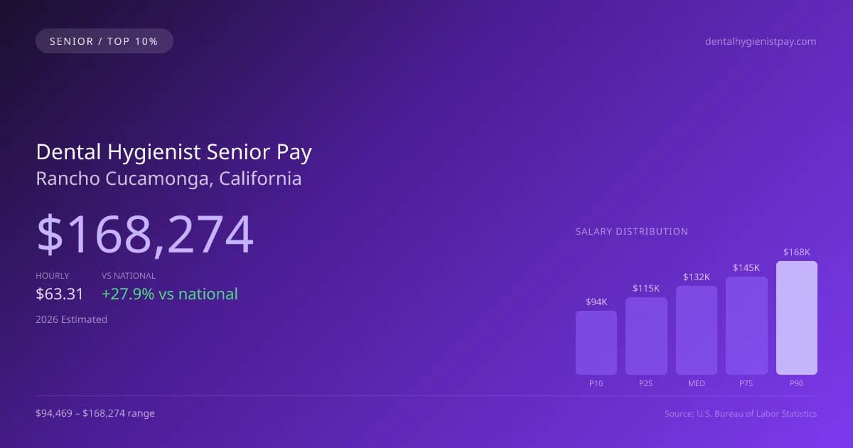 Dental Hygienist Senior Salary in Rancho Cucamonga, CA — 2026 est., based on 2025 BLS
