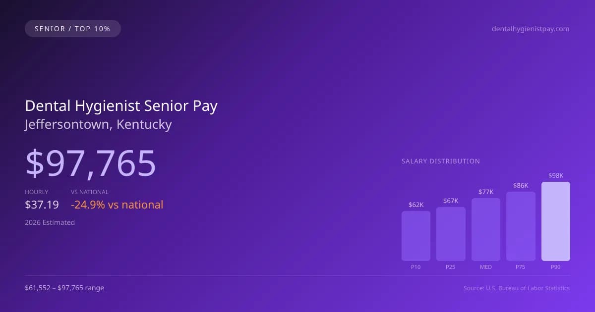 Dental Hygienist Senior Salary in Jeffersontown, KY — 2026 est., based on 2025 BLS