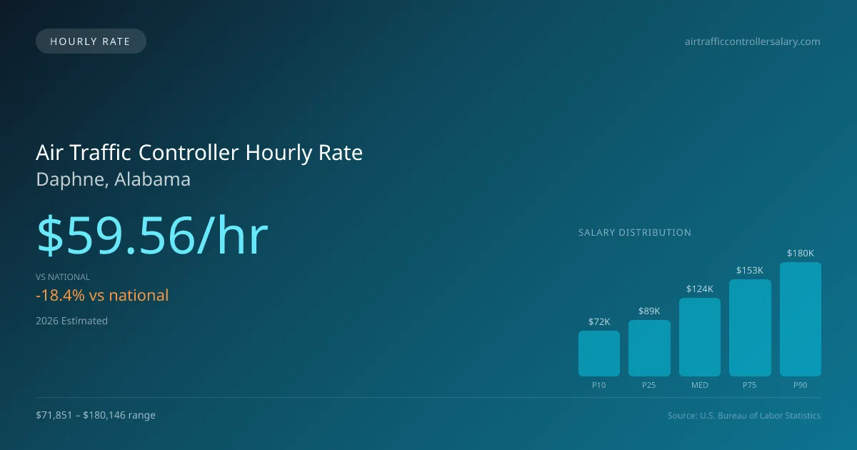 Air Traffic Controller Hourly Rate in Daphne, AL — 2026 est., based on 2025 BLS