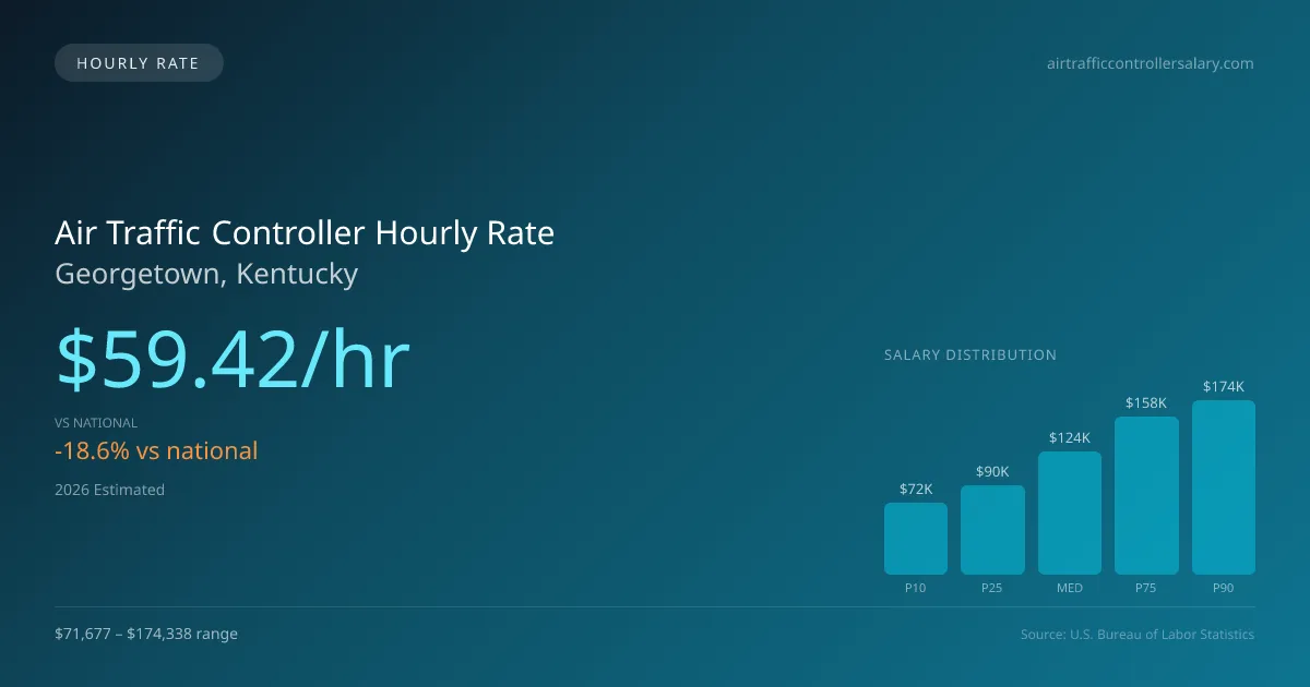 Air Traffic Controller Hourly Rate in Georgetown, KY — 2026 est., based on 2025 BLS