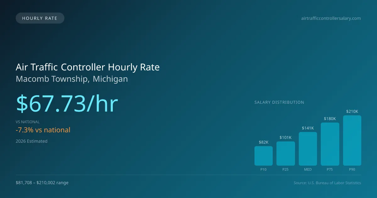 Air Traffic Controller Hourly Rate in Macomb Township, MI — 2026 est., based on 2025 BLS