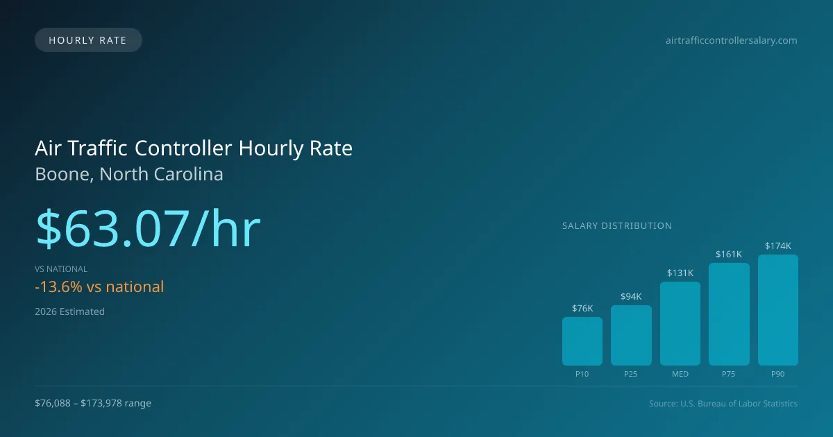 Air Traffic Controller Hourly Rate in Boone, NC — 2026 est., based on 2025 BLS