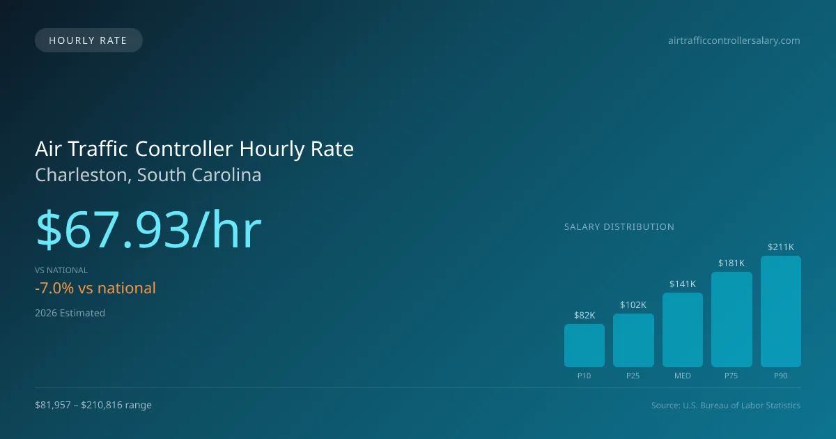 Air Traffic Controller Hourly Rate in Charleston, SC — 2026 est., based on 2025 BLS