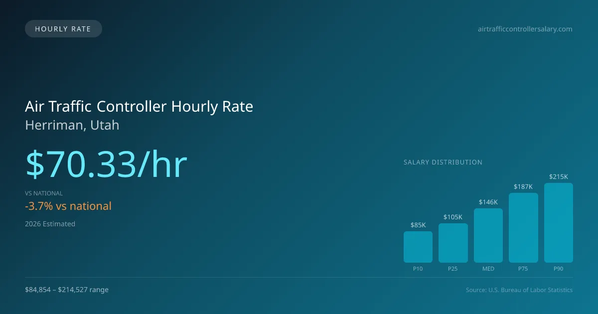 Air Traffic Controller Hourly Rate in Herriman, UT — 2026 est., based on 2025 BLS