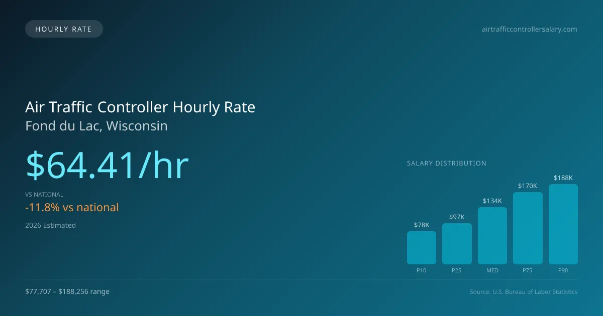 Air Traffic Controller Hourly Rate in Fond du Lac, WI — 2026 est., based on 2025 BLS