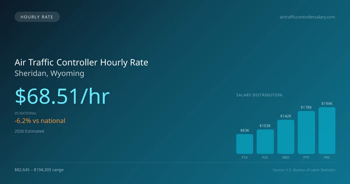 Air Traffic Controller Hourly Rate in Sheridan, WY — 2026 est., based on 2025 BLS