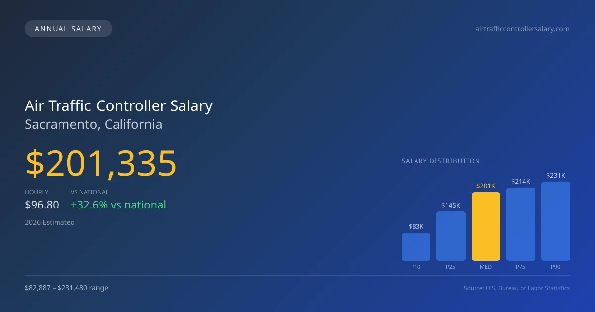 Air Traffic Controller Salary in Sacramento, CA — 2026 est., based on 2025 BLS