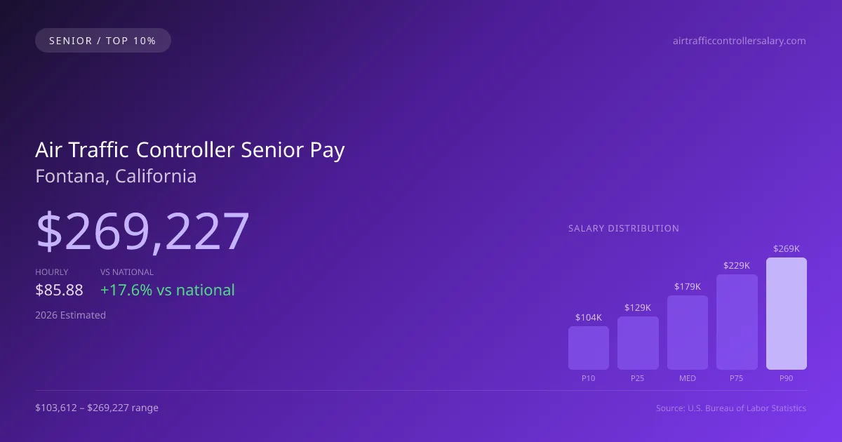 Air Traffic Controller Senior Salary in Fontana, CA — 2026 est., based on 2025 BLS