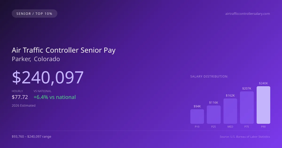 Air Traffic Controller Senior Salary in Parker, CO — 2026 est., based on 2025 BLS
