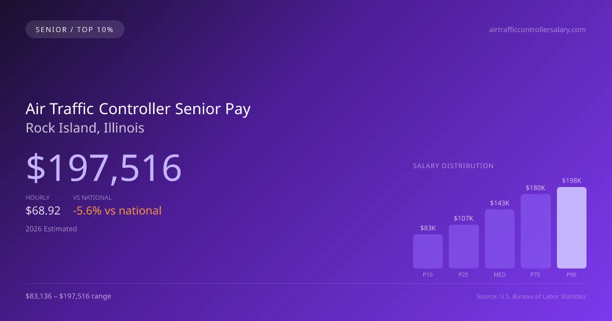 Air Traffic Controller Senior Salary in Rock Island, IL — 2026 est., based on 2025 BLS