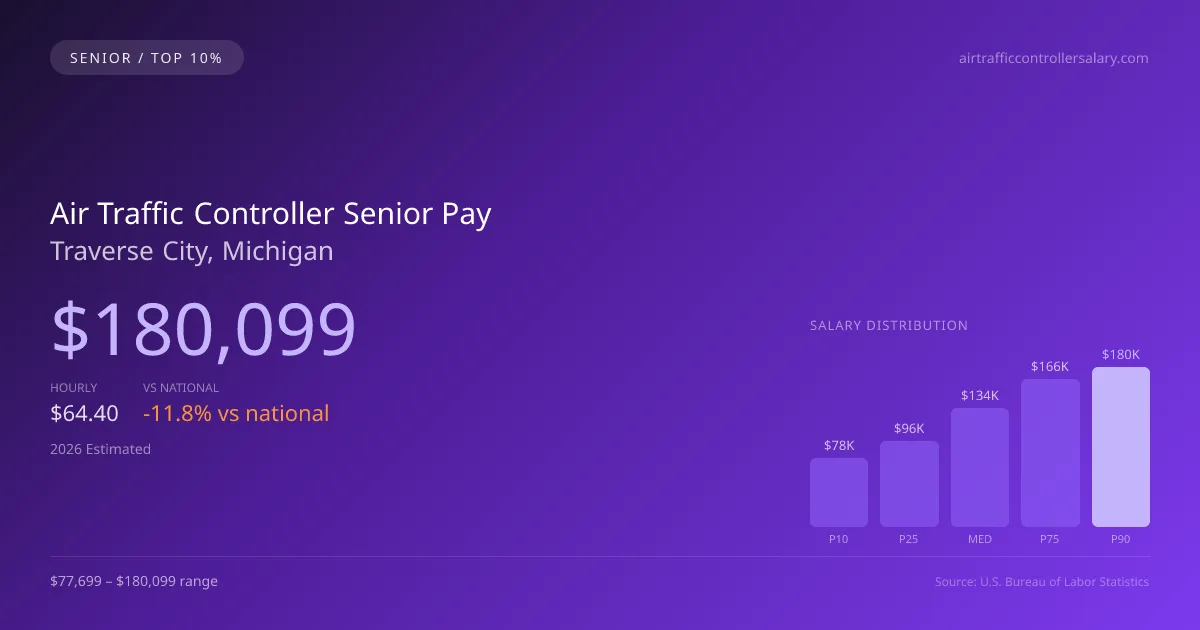 Air Traffic Controller Senior Salary in Traverse City, MI — 2026 est., based on 2025 BLS