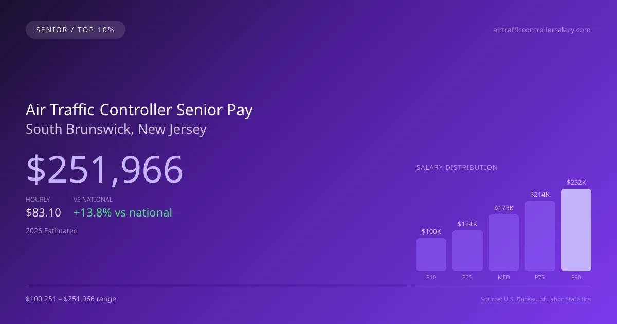 Air Traffic Controller Senior Salary in South Brunswick, NJ — 2026 est., based on 2025 BLS